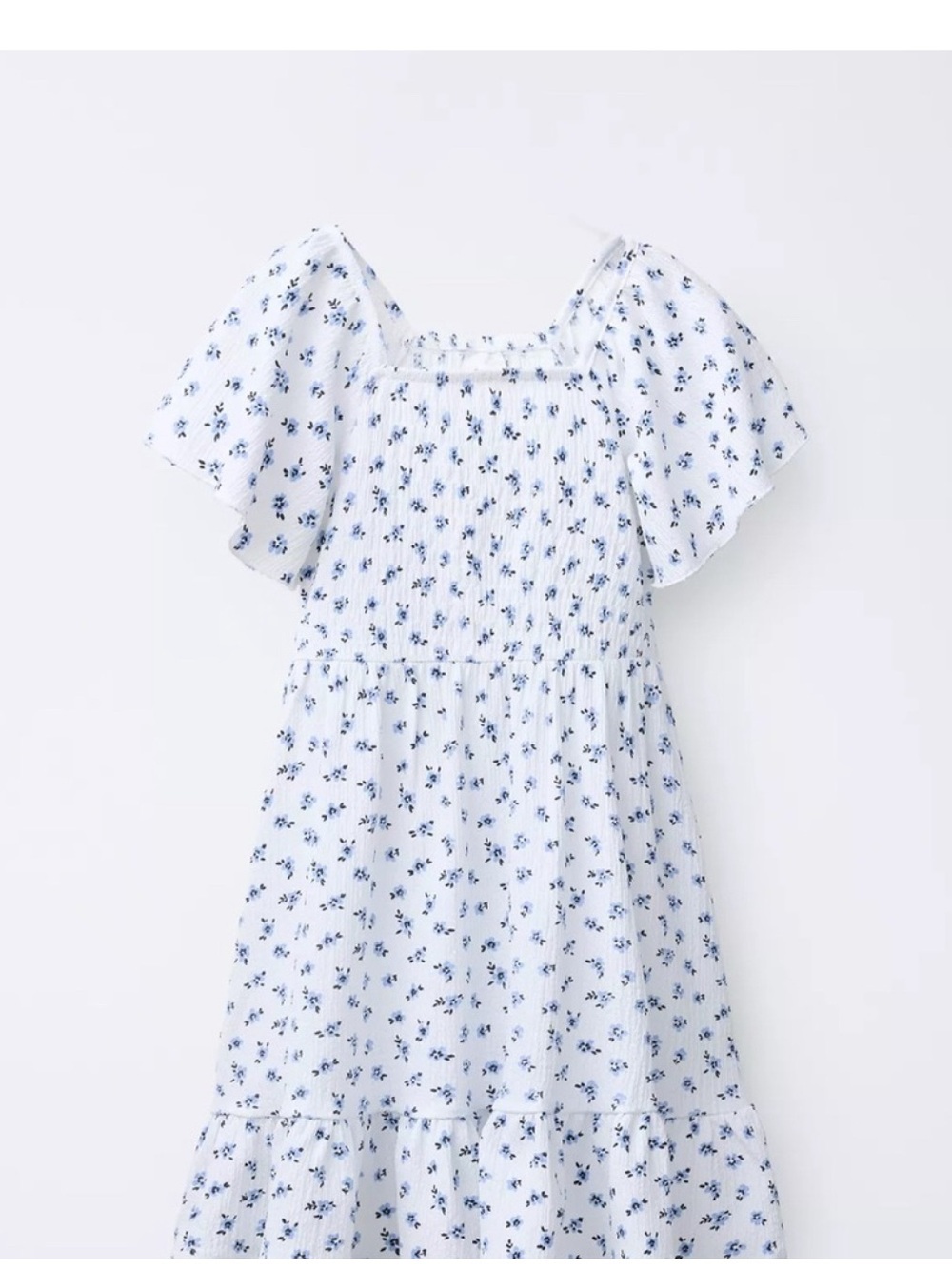 Zara textured Floral White and Blue Kids Dress size 13/14 like new - Picture 2 of 6